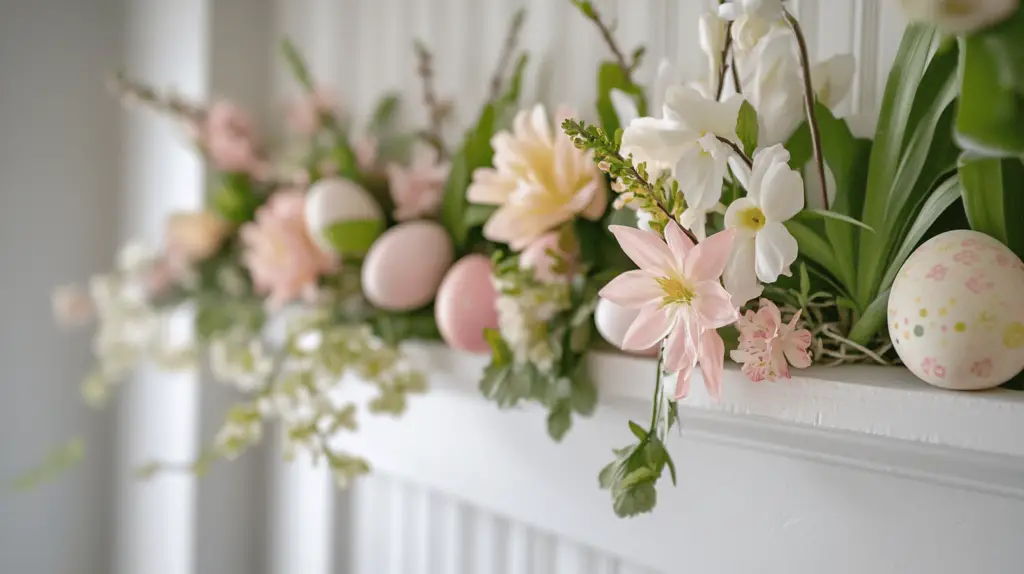 Frühlingsdekoration mit Blumen und Ostereiern