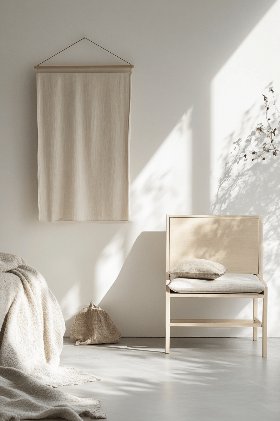 Helles, minimalistisches Zimmer mit skandinavischen Möbeln und Deko.