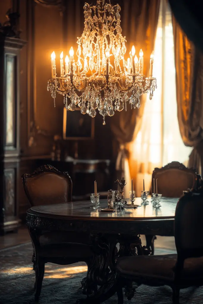 Eleganter Speisesaal mit Kronleuchter