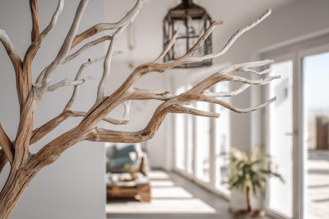 Trockenes Astwerk im modernen Wohnzimmer