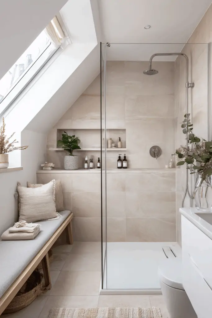 Dusche In Dachschrage Mit Sitzbank