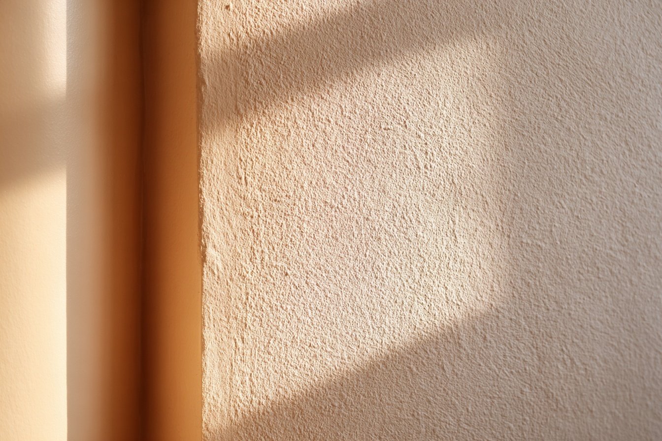 Strukturierte Wohnzimmerwand in warmem Beige