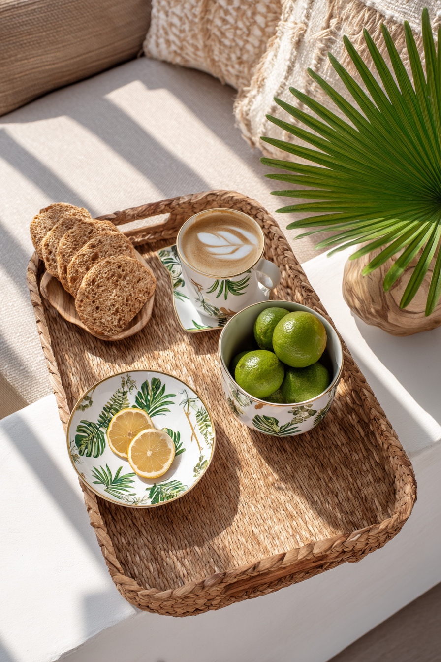 Holztablett mit sommerlicher Bemalung als Deko