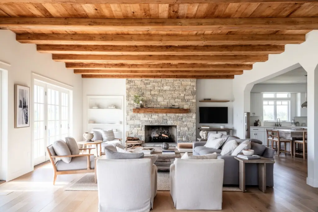 15 inspirierende Vorschläge, wie ein Wohnzimmer mit modernen Landhaus-Details einen frischen und einladenden Charakter erhält