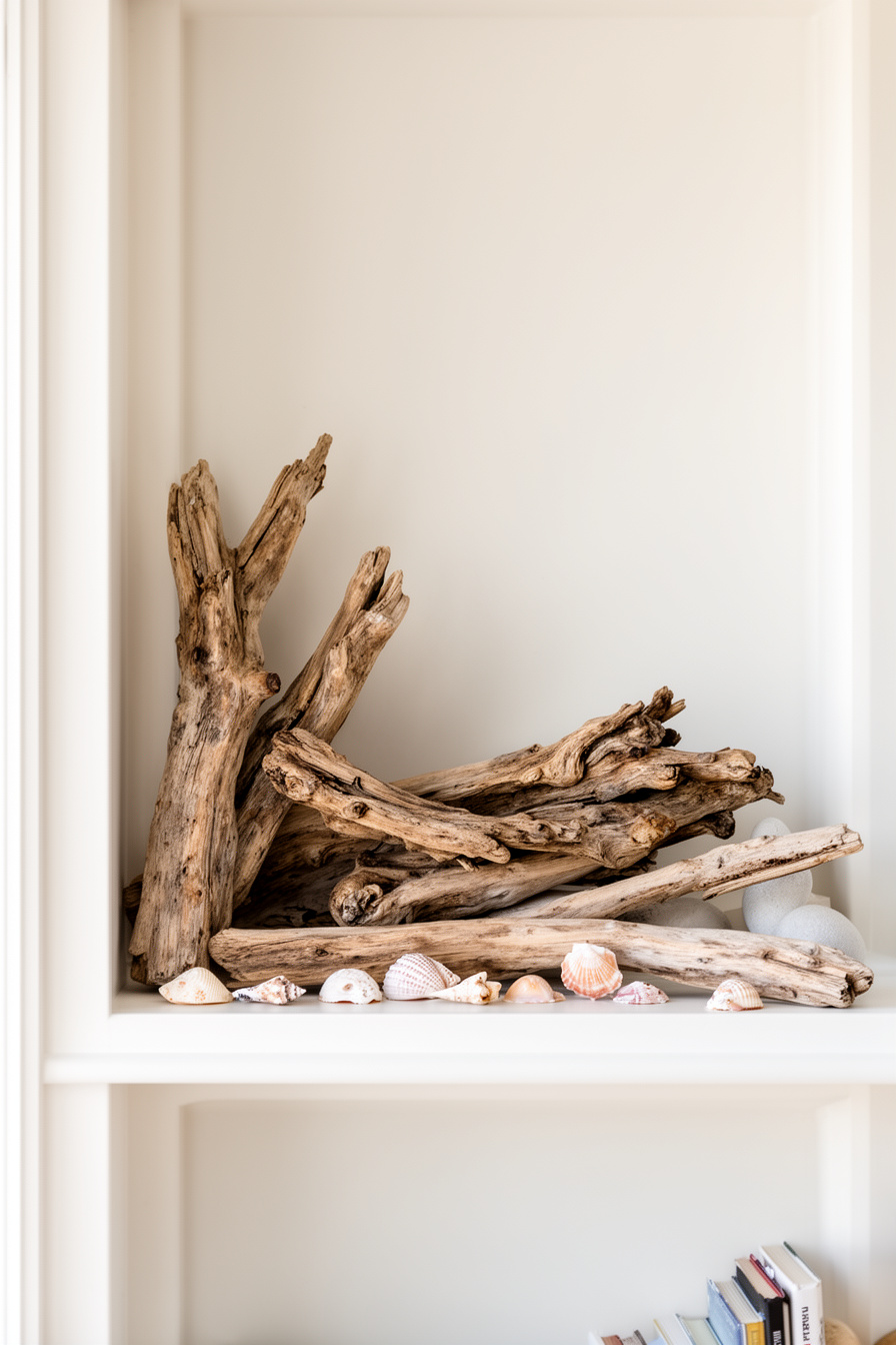 Treibholz und Muscheln als Stranddeko im Wohnzimmer