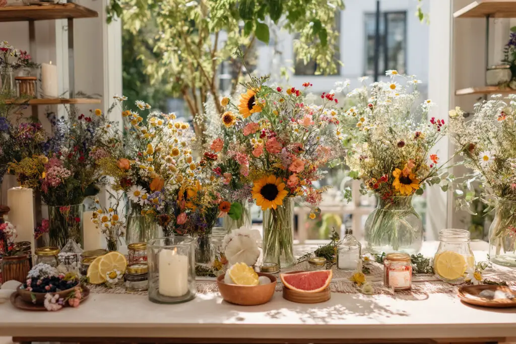13 stilvolle Wege, wie du mit sommerlichen Blumen und DIY-Details deine Tischdeko zum Geburtstag besonders gestaltest