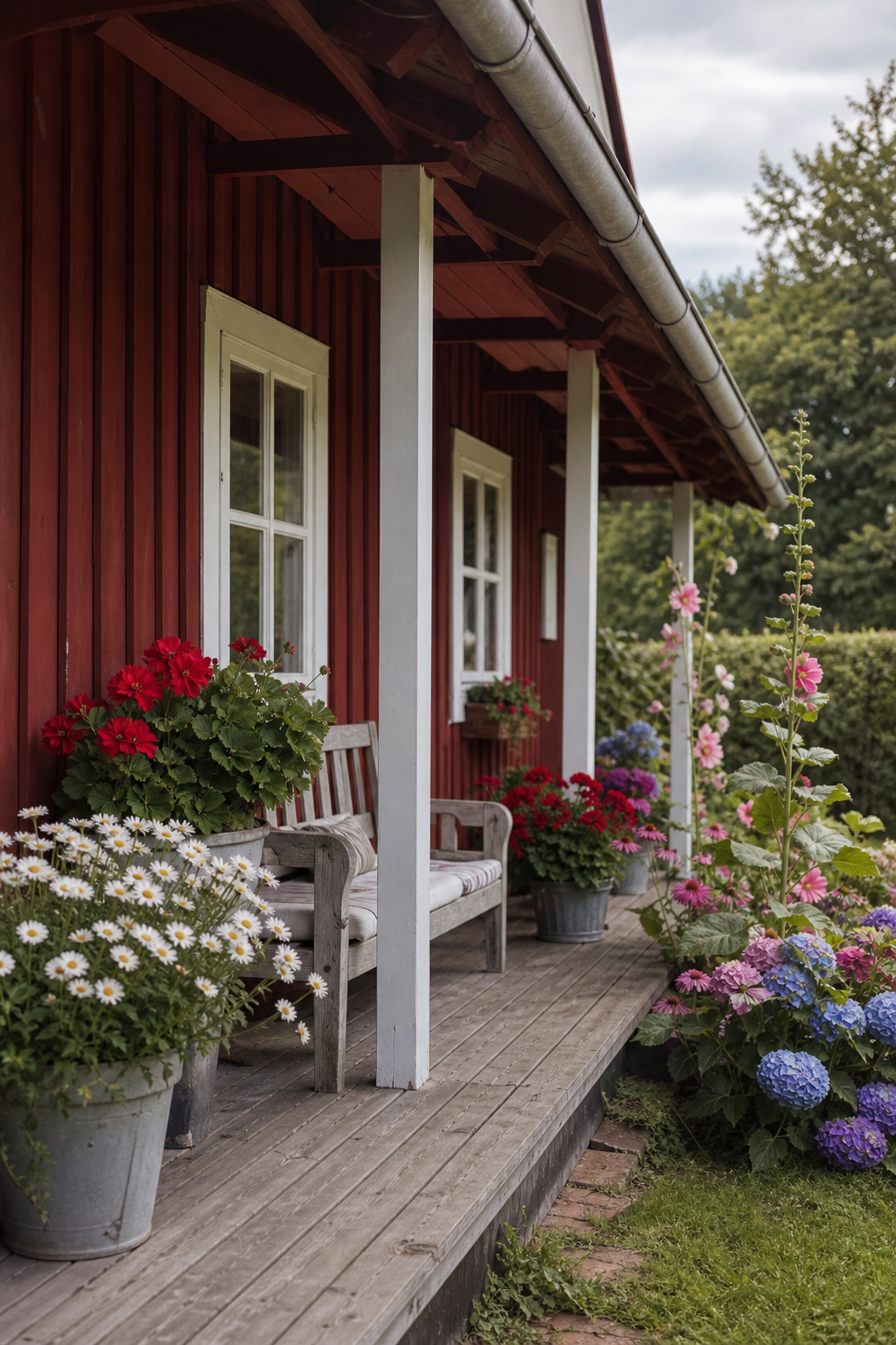schwedenhaus-veranda-landhaus: 1. Falun-Rote Holzwand als Akzent