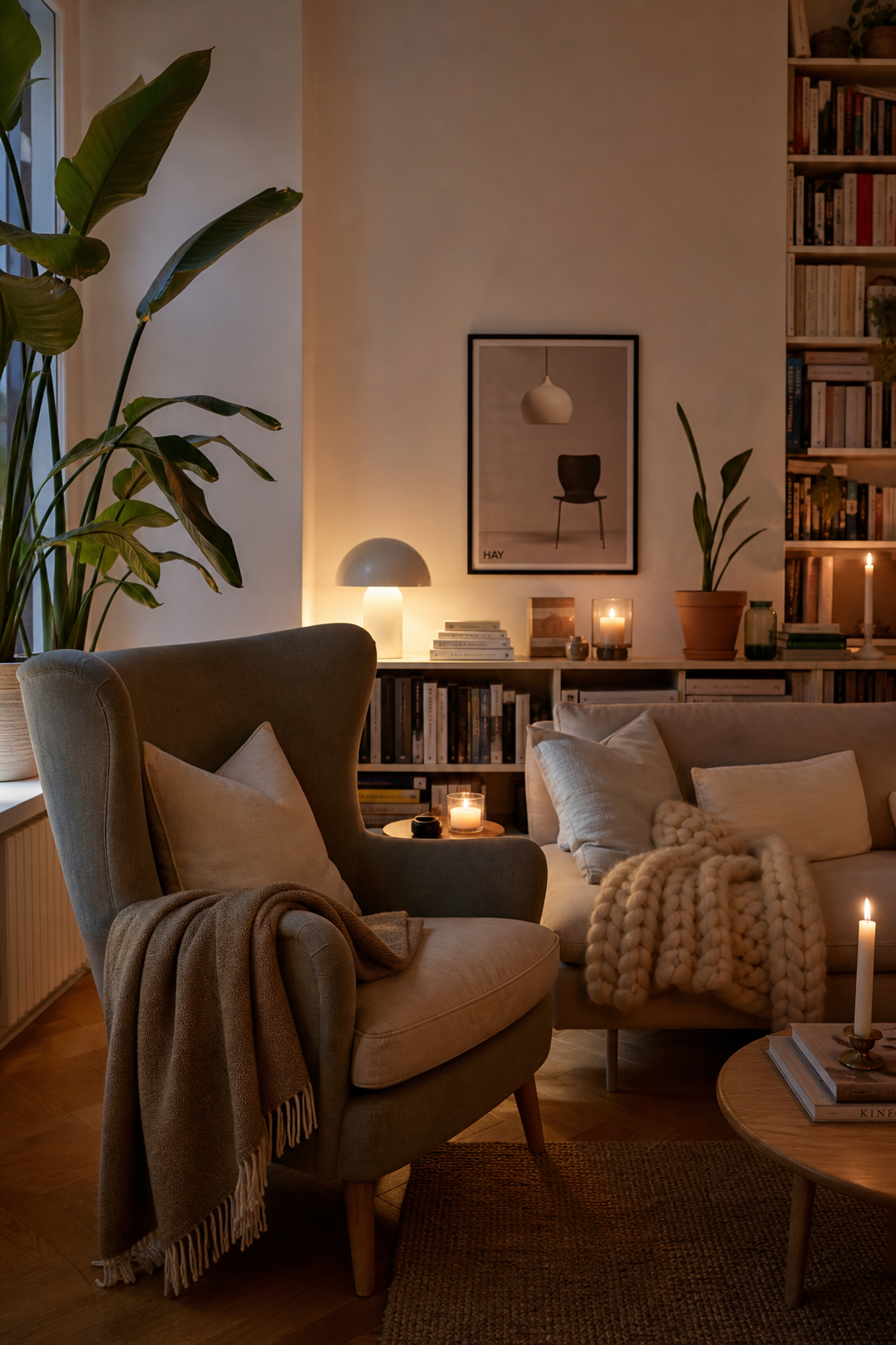 hygge-wohnzimmer-ideen: 4. Ein Sessel zum Reinfallen
