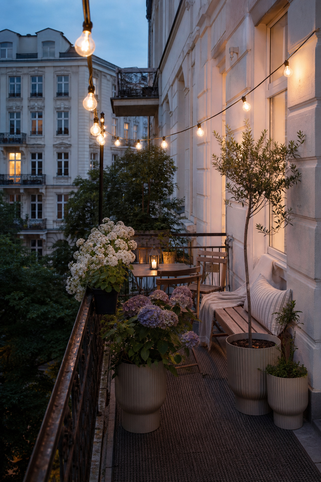 skandinavischer-balkon: 4. Lichterkette als Balkon-Highlight
