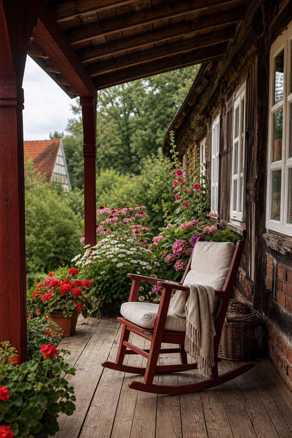 schwedenhaus-veranda-landhaus: 4. Schaukelstuhl als Klassiker