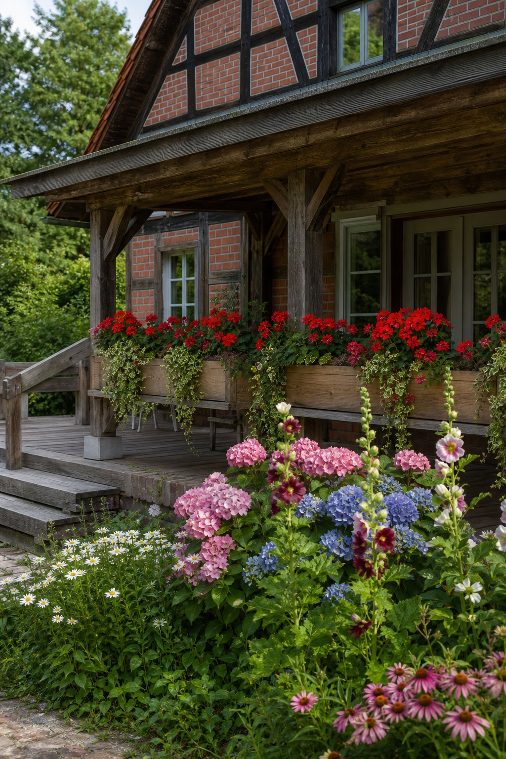 schwedenhaus-veranda-landhaus: 5. Hölzerne Pflanzkästen aus Lärche