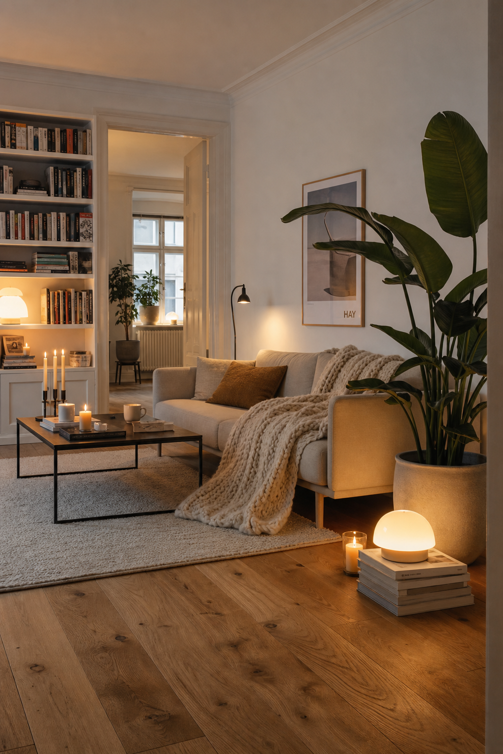hygge-wohnzimmer-ideen: 7. Echter Dielenboden