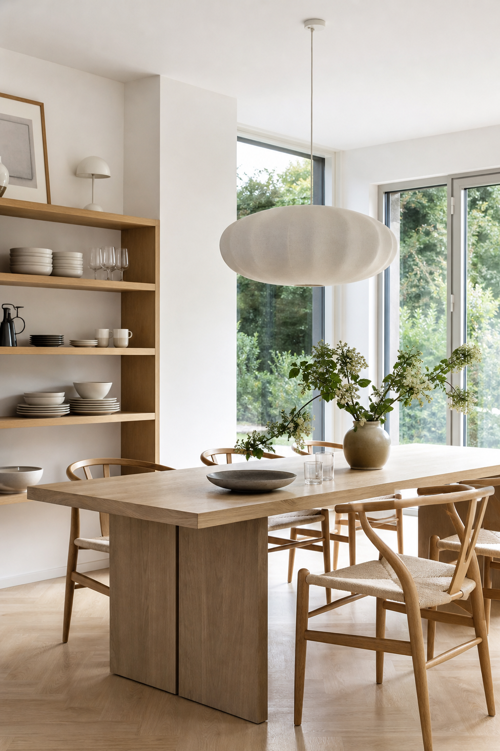 skandinavisches-esszimmer-ideen: 8. Offenes Geschirr-Regal