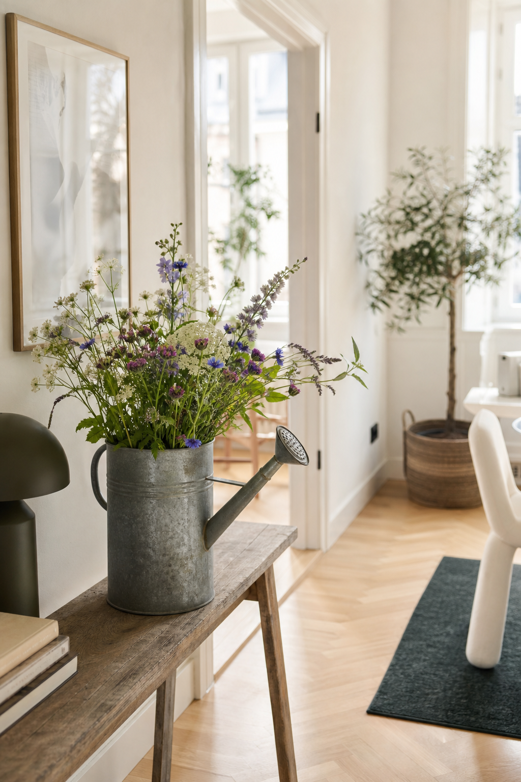 skandinavische-sommerdeko: 9. Zinkkanne als Blumenvase
