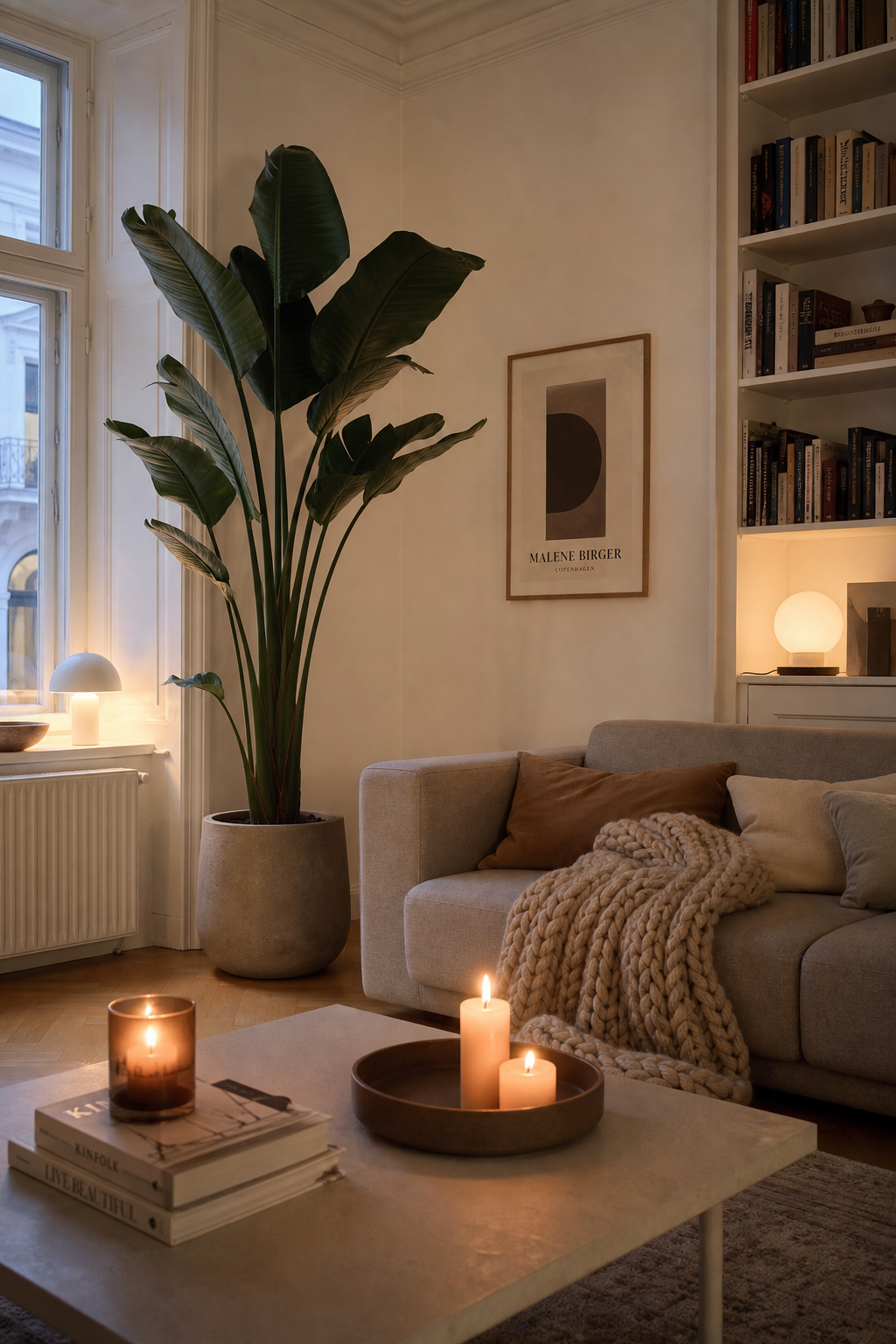 hygge-wohnzimmer-ideen: 10. Eine grosse Zimmerpflanze