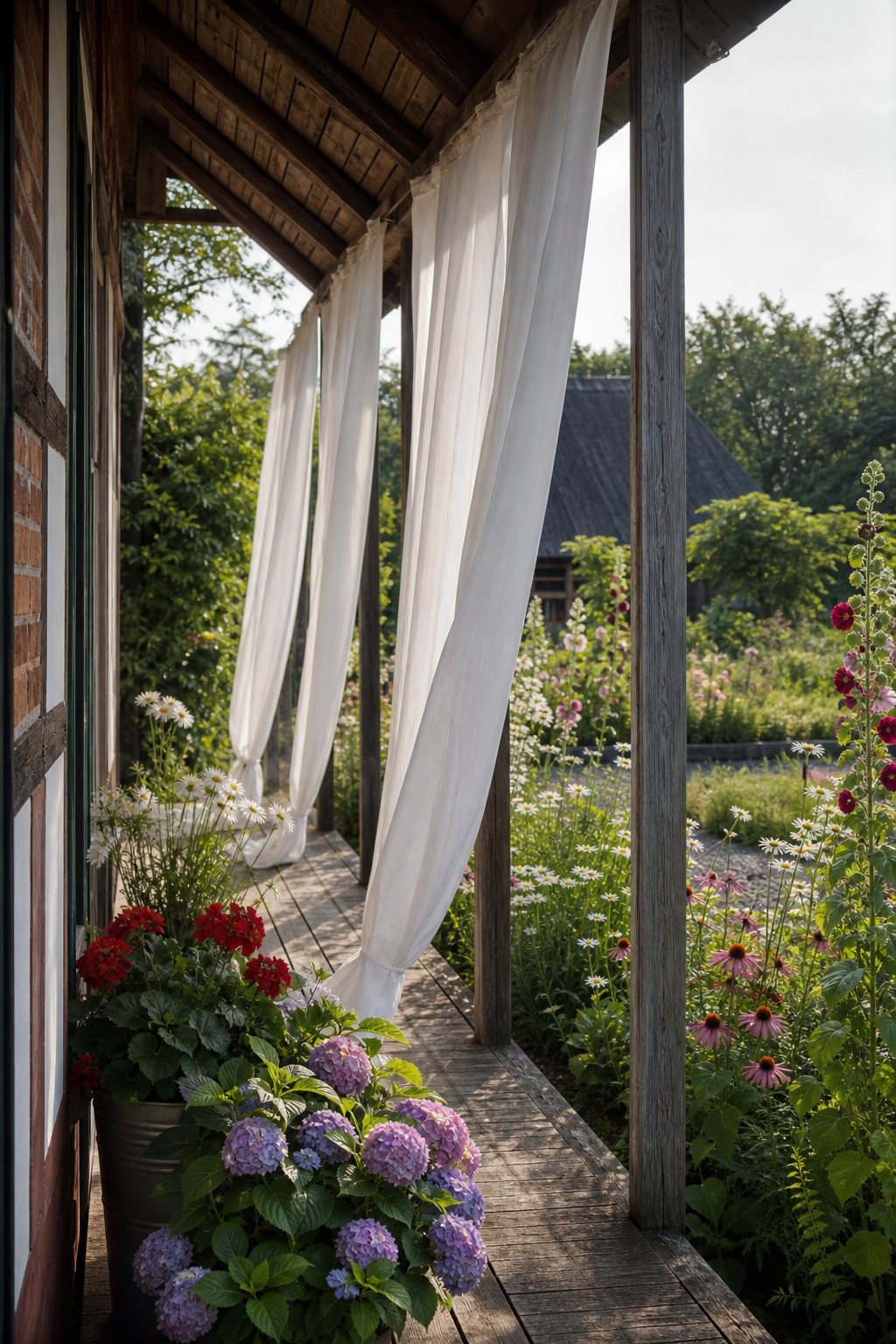 schwedenhaus-veranda-landhaus: 11. Leinen-Vorhang als Wind- und Sichtschutz