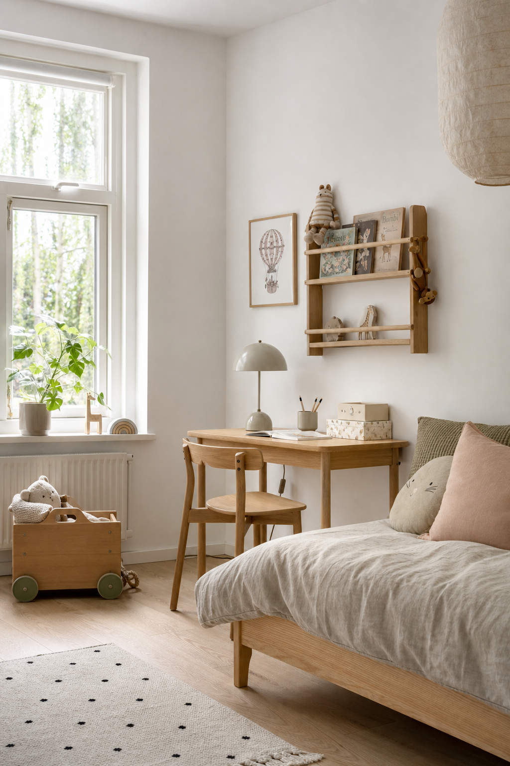 skandinavisches-kinderzimmer-ideen: 12. Kleiner Holz-Schreibtisch