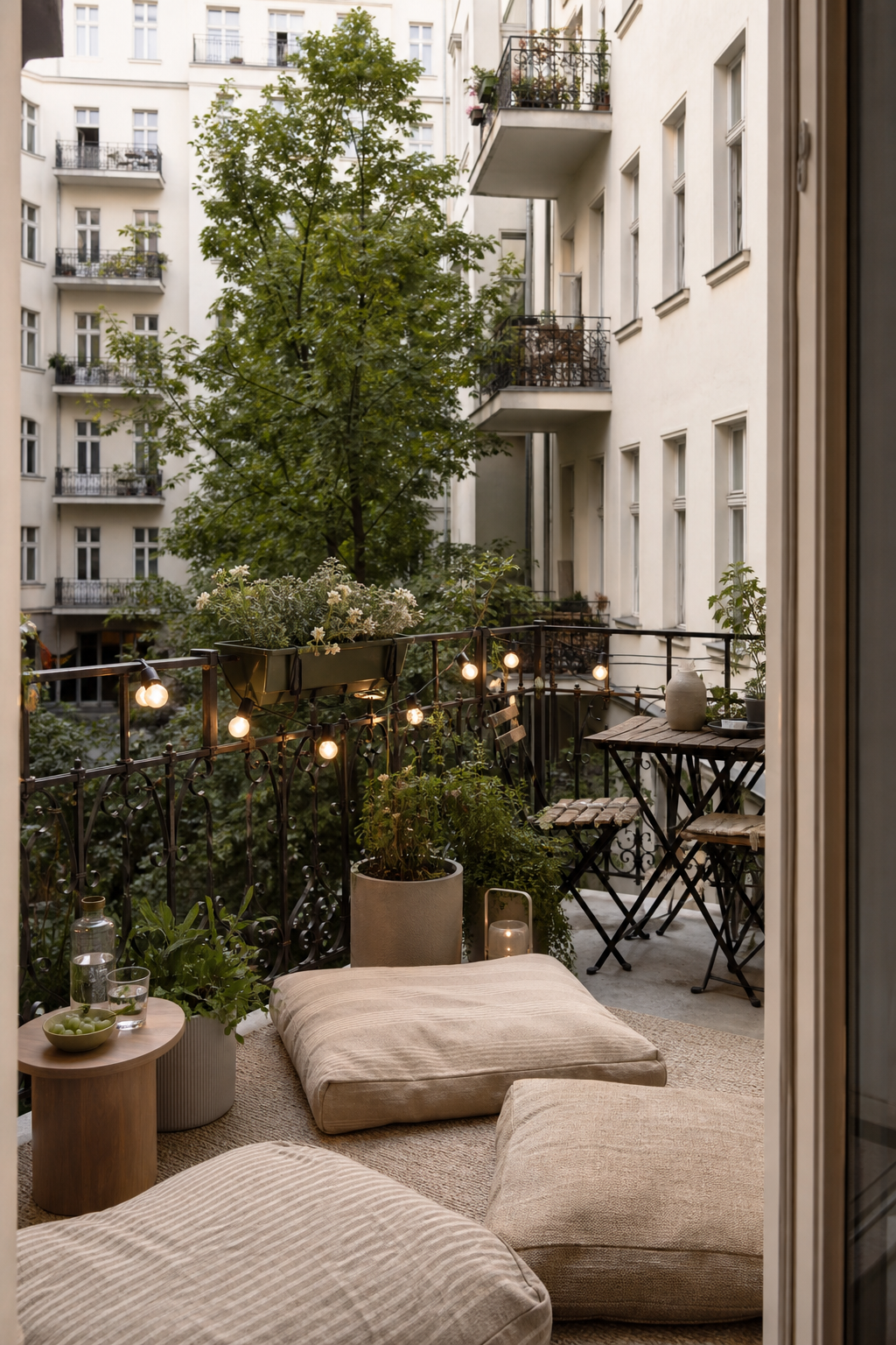 skandinavischer-balkon: 14. Bodenkissen statt Stühlen