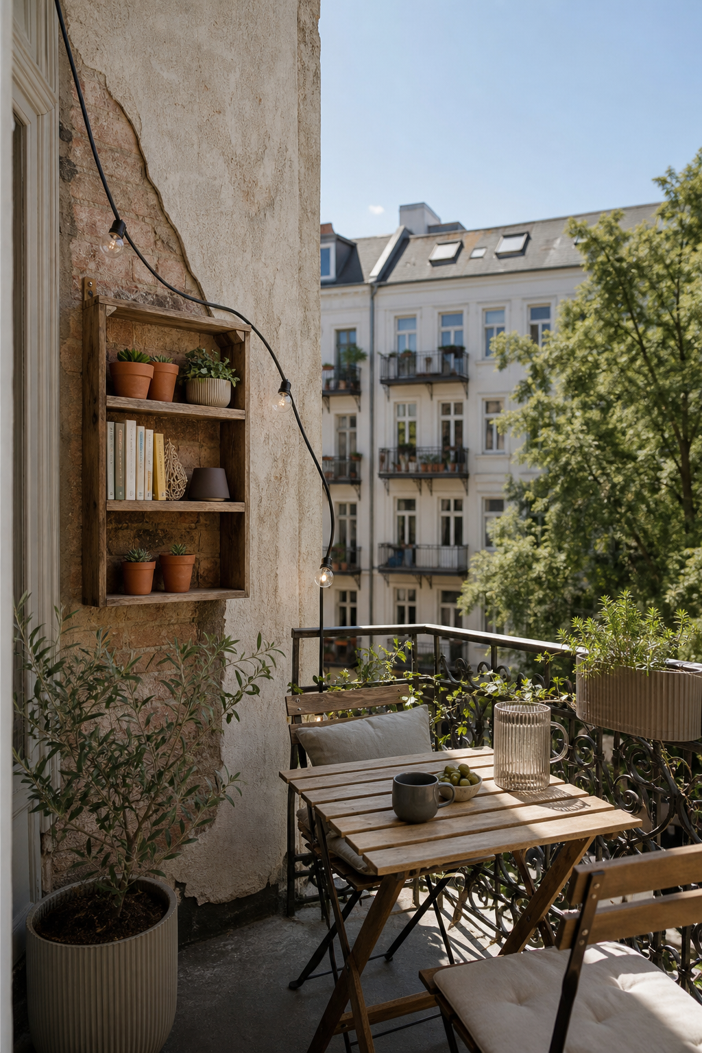 skandinavischer-balkon: 18. Wandregal aus altem Holz