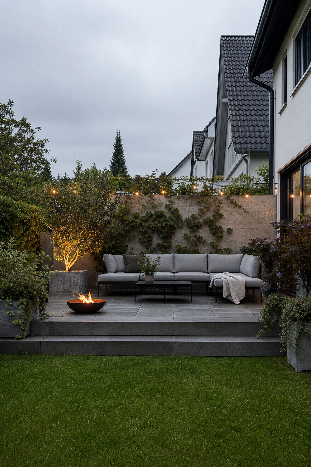 Moderne Lounge terrasse mit klaren Linien