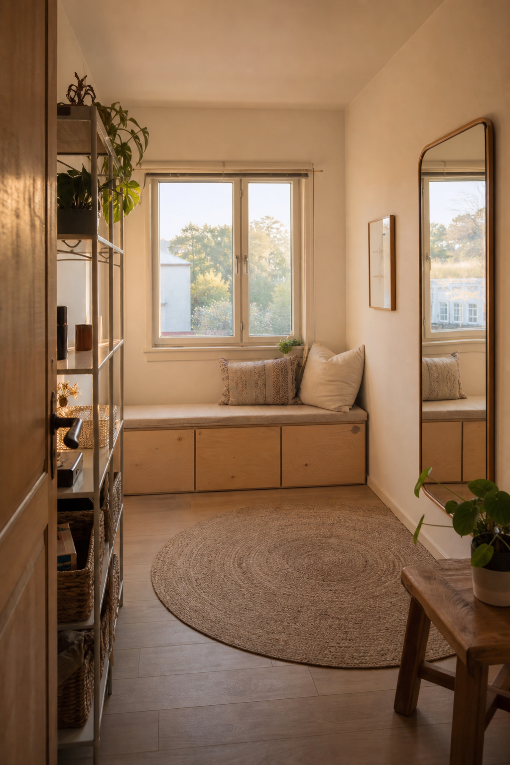 Sitzbank mit Stauraum unter Fenster
