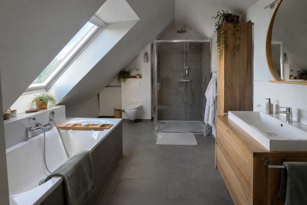 18 clevere Ideen fürs Badezimmer unter der Dachschräge mit T-Lösung