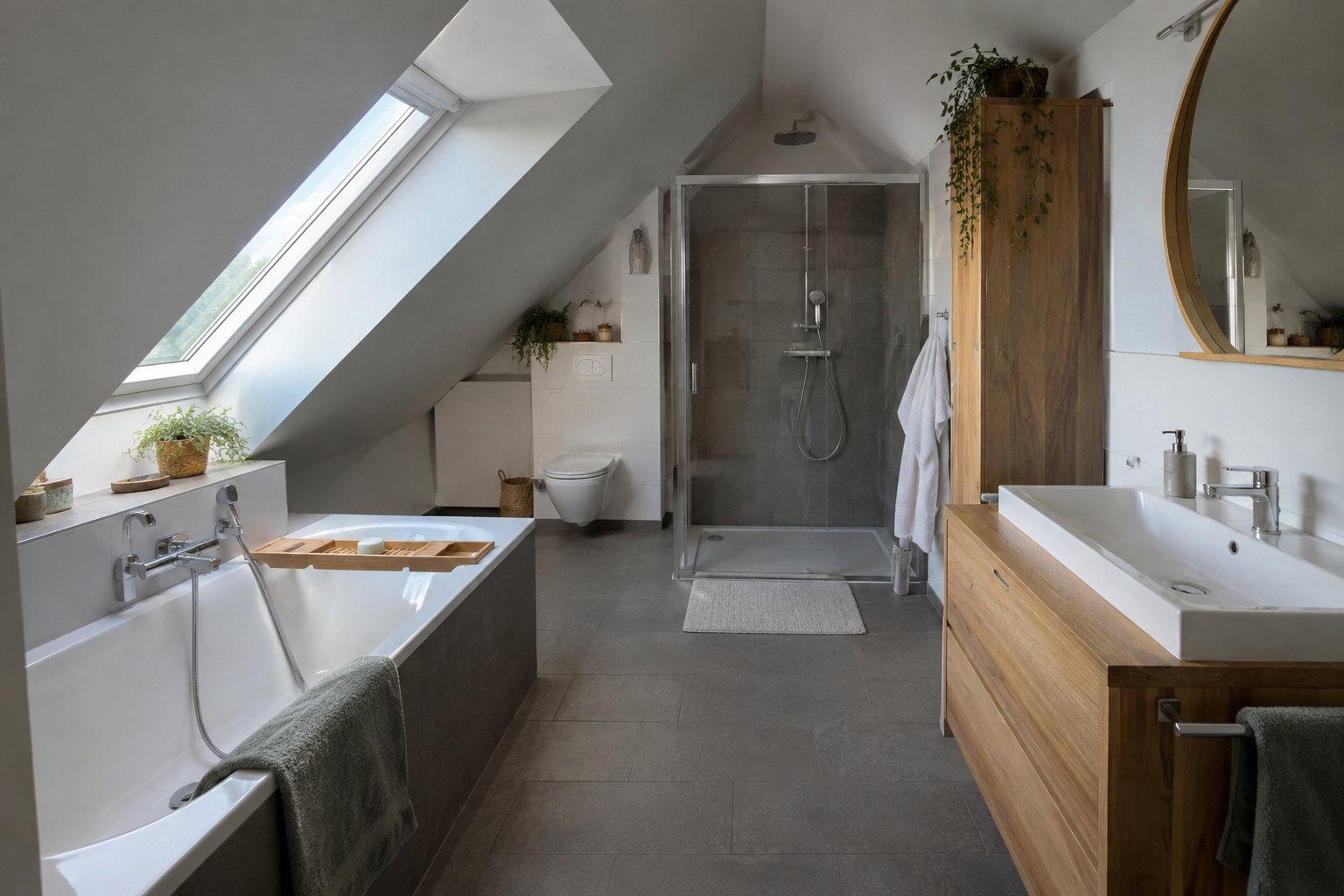 18 clevere Ideen fürs Badezimmer unter der Dachschräge mit T-Lösung