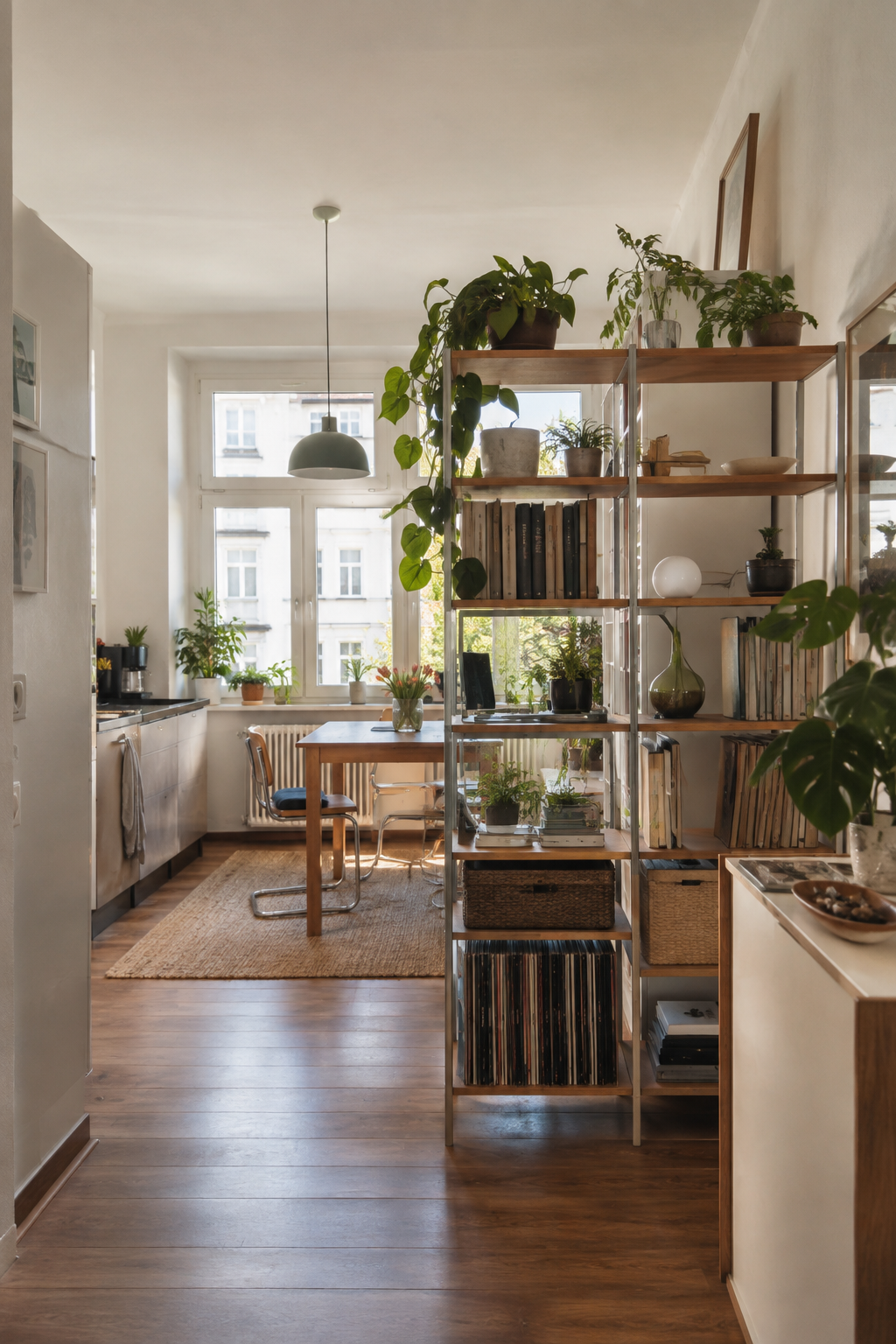offenes regal als raumteiler im zimmer