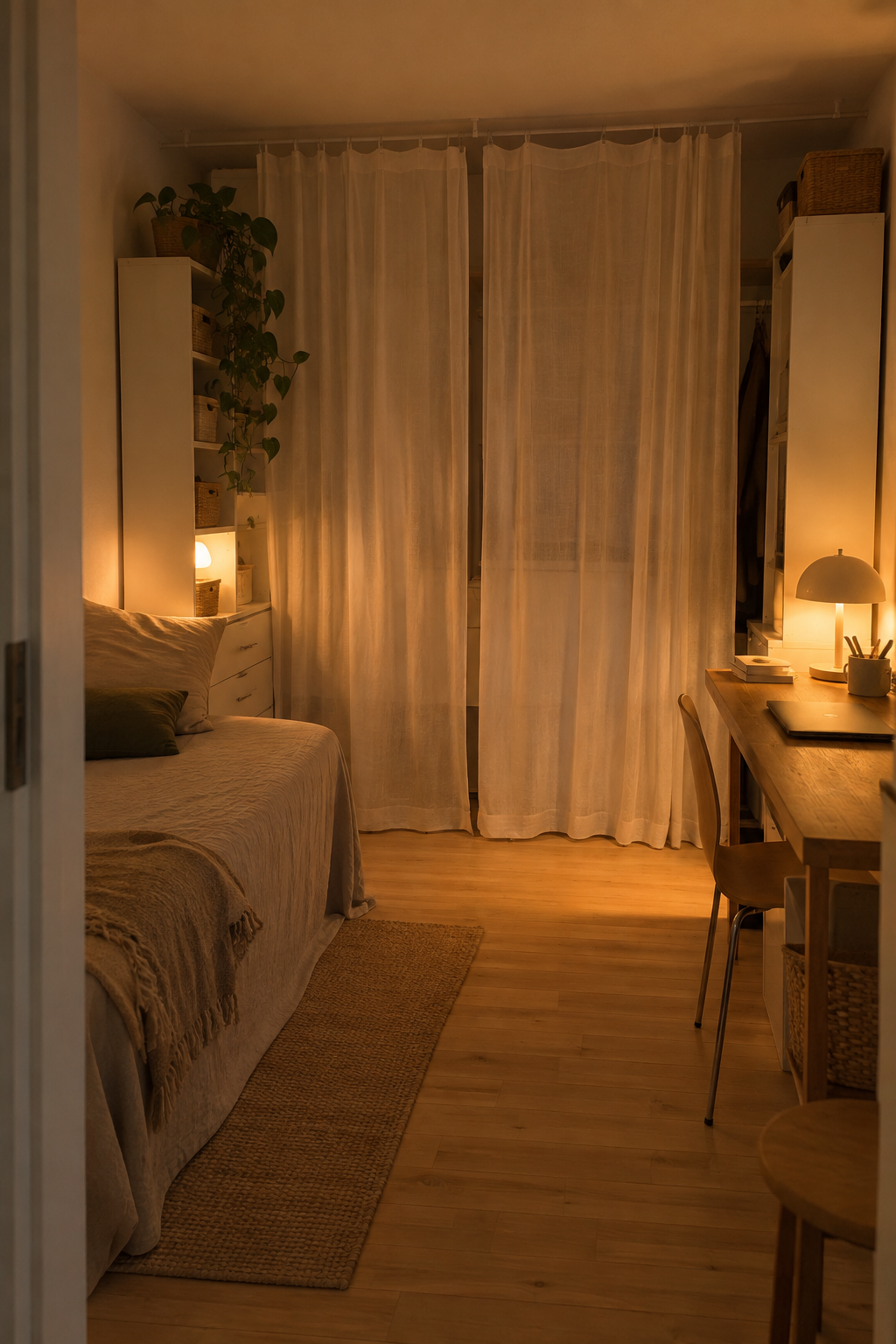 Leichte Vorhänge in hellem Zimmer