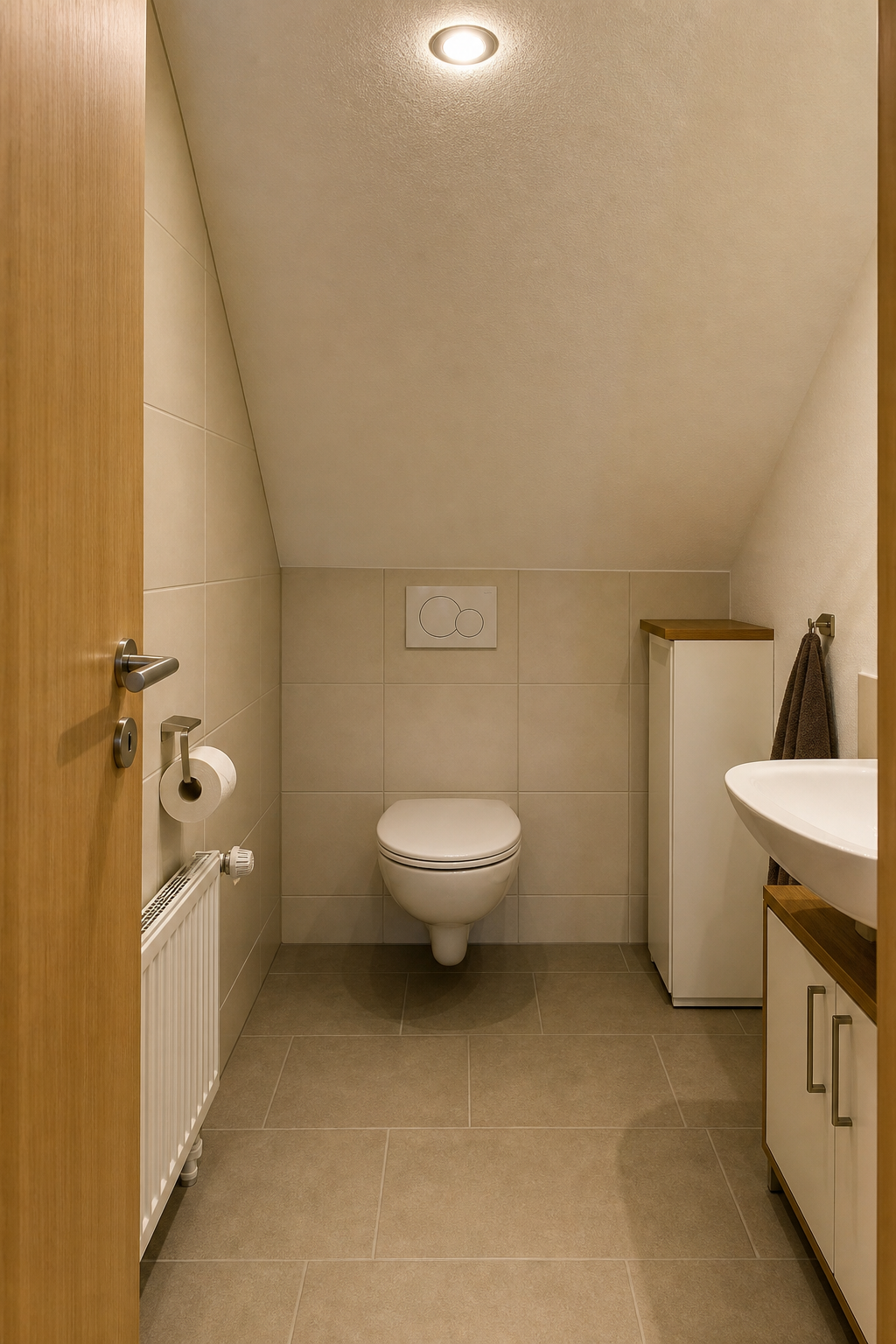 Halte den WC-Bereich in niedrigen Zonen frei.