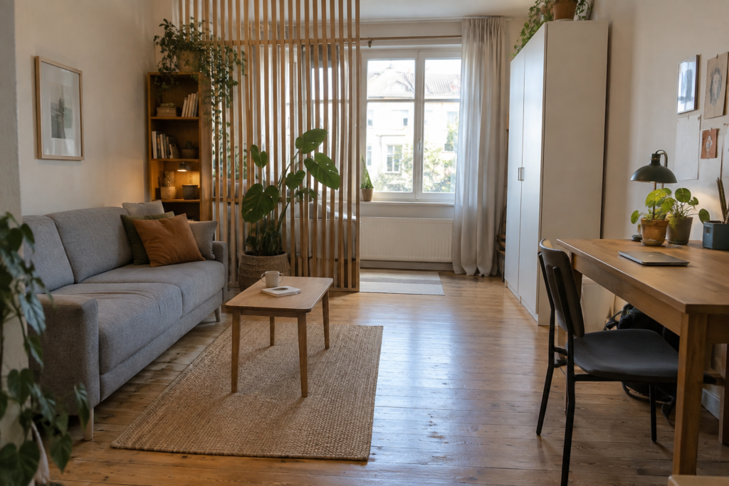 Kleines Zimmer ohne Bett einrichten: So gehst du mit Schlafsofa und Vorhang in 14 Schritten vor