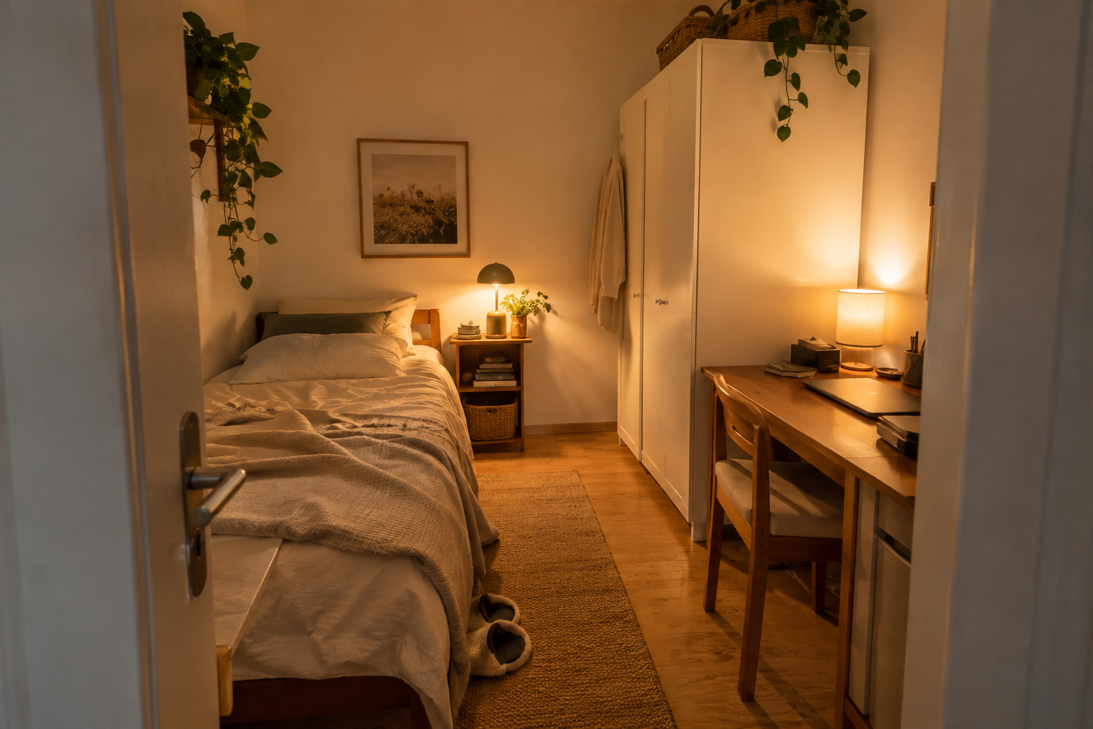 Kleines Zimmer ohne Fenster einrichten: Anleitung in 15 Schritten mit hellen Farben und mehreren Lichtquellen