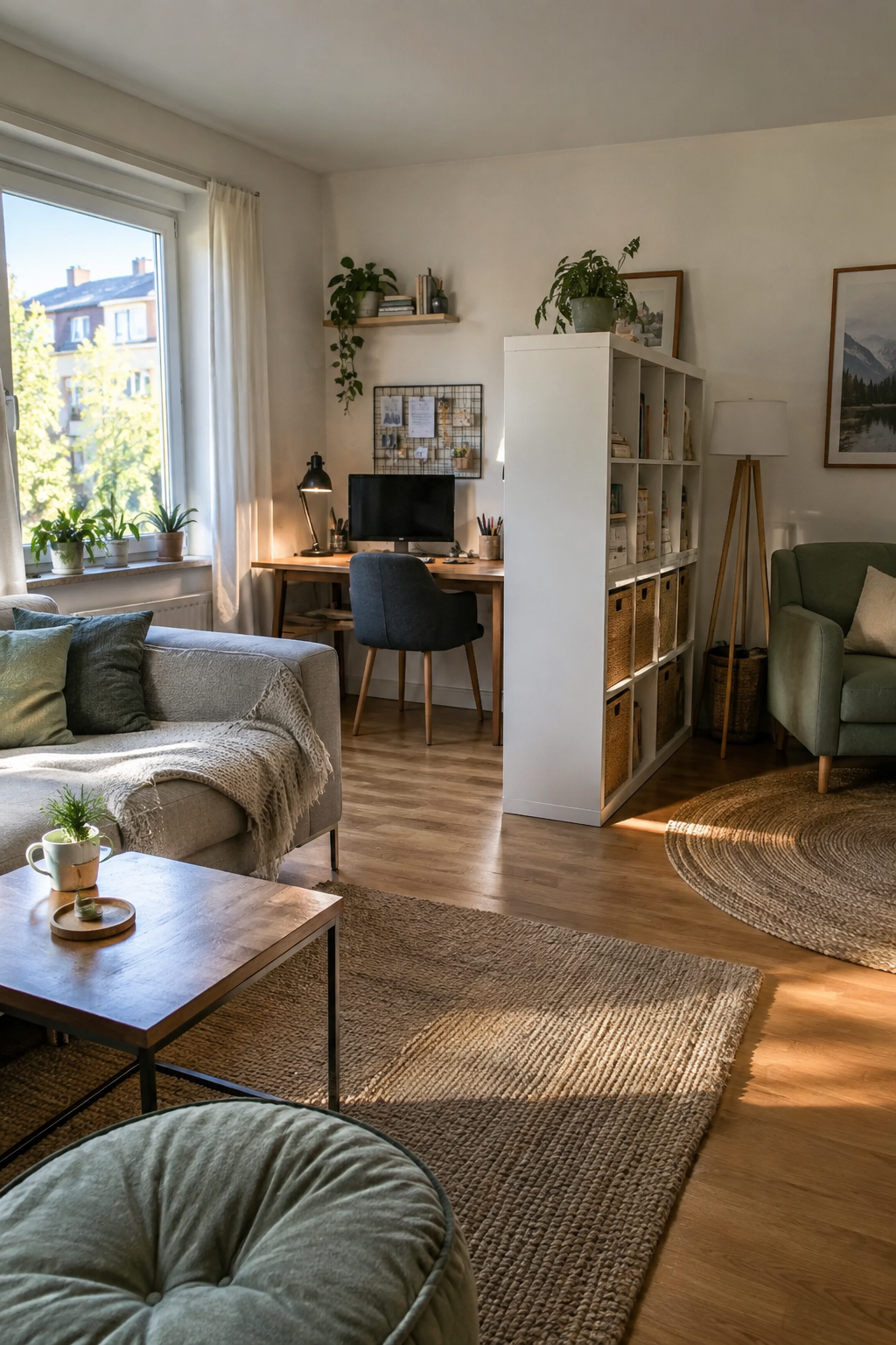 Vollansicht kleines Zimmer mit klaren Zonen