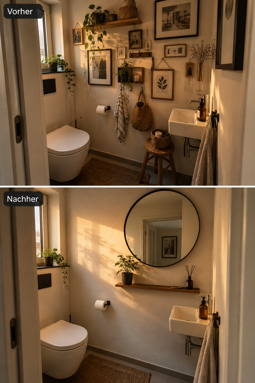 Vorher nachher kleines wc wandgestaltung