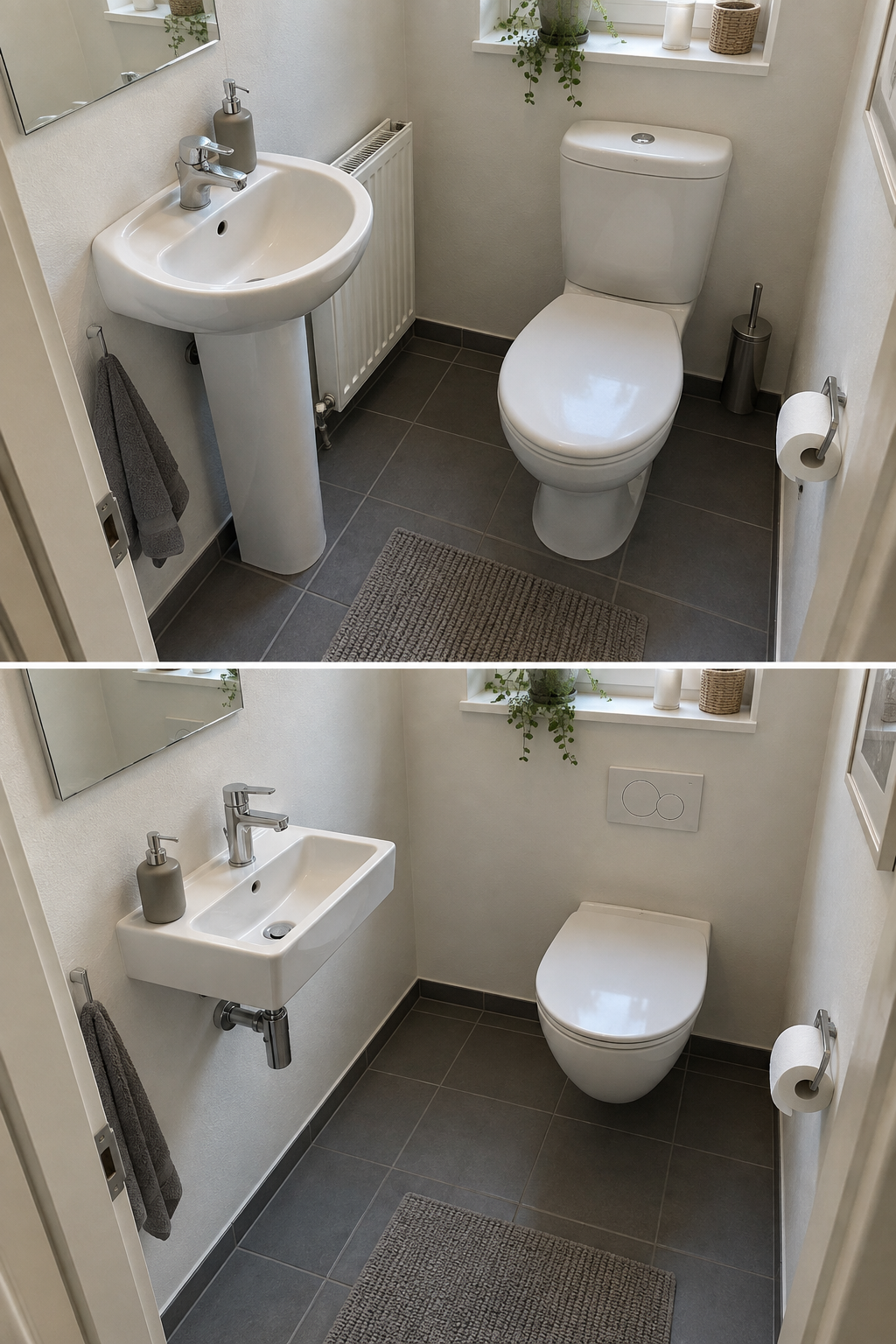 Kleines Gäste‑WC Vorher Nachher Vergleich
