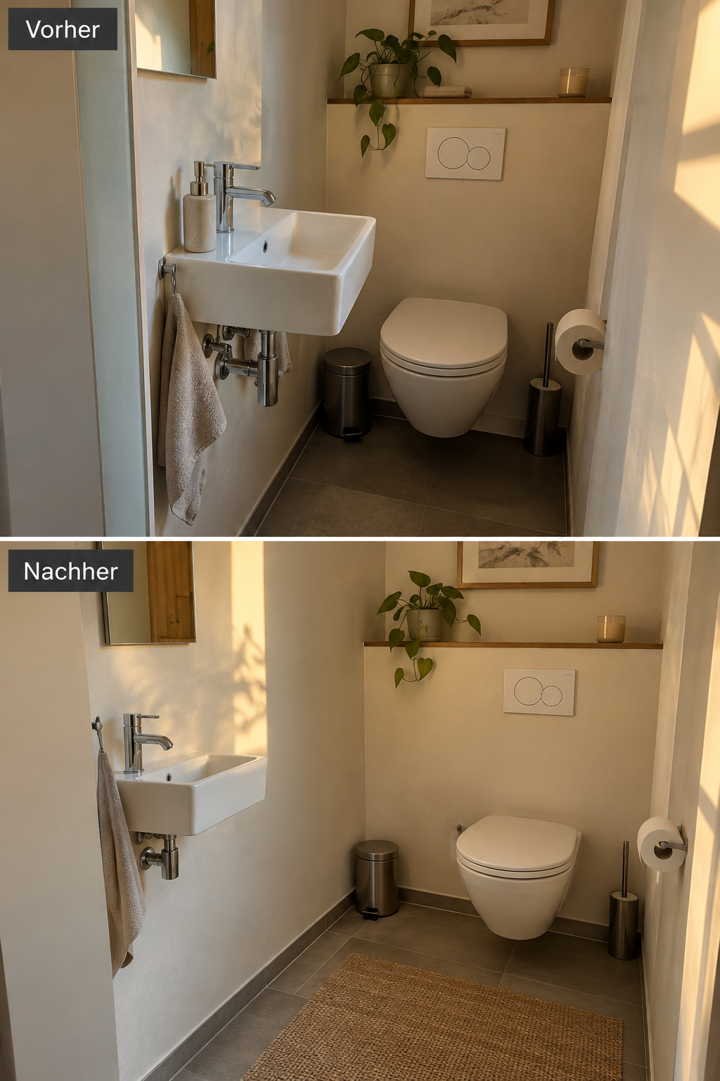 Waschtisch und Toilette zu eng gestellt