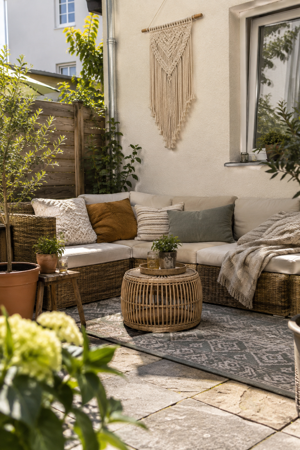 Rattan sofa lounge mit Kissen