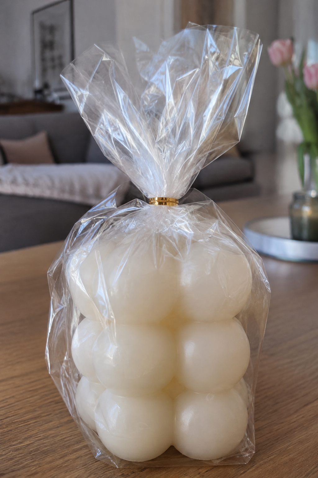 Bubble-Kerze in leichter Folie, Nahaufnahme