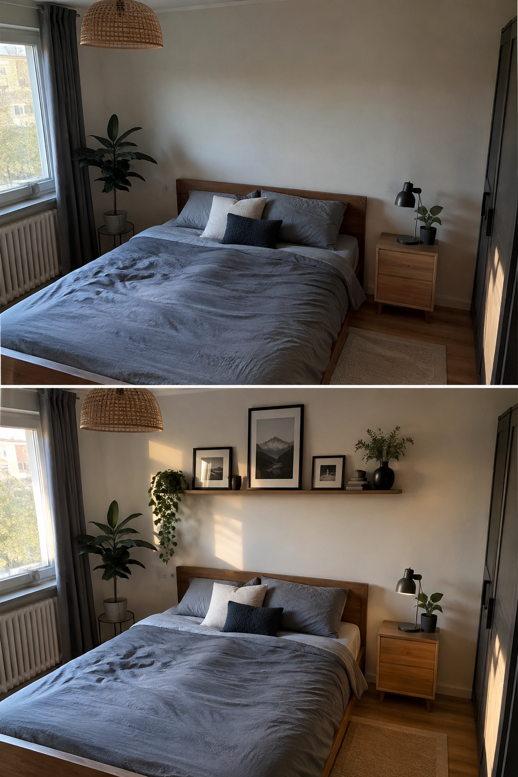 Kleines Schlafzimmer Wand vorher nachher