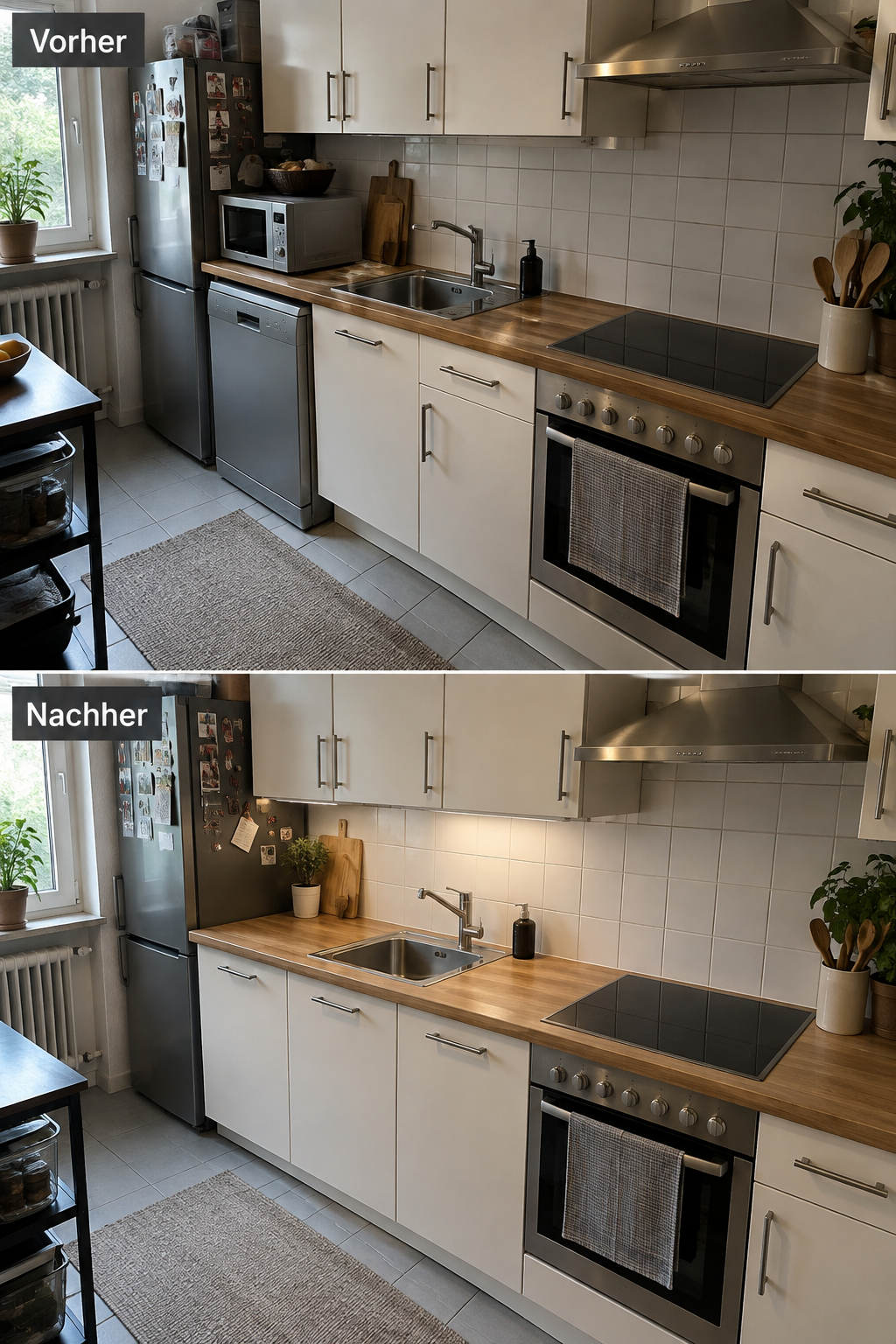Vergleich freistehende vs integrierte Geräte in kleiner Küche