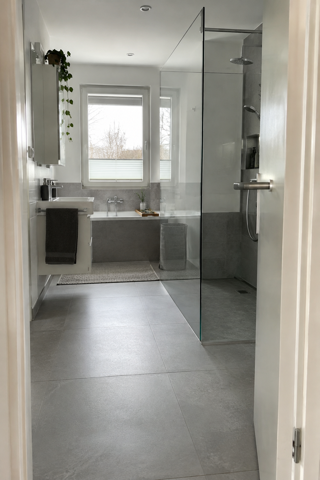 Klare Glasabtrennung im offenen Bad