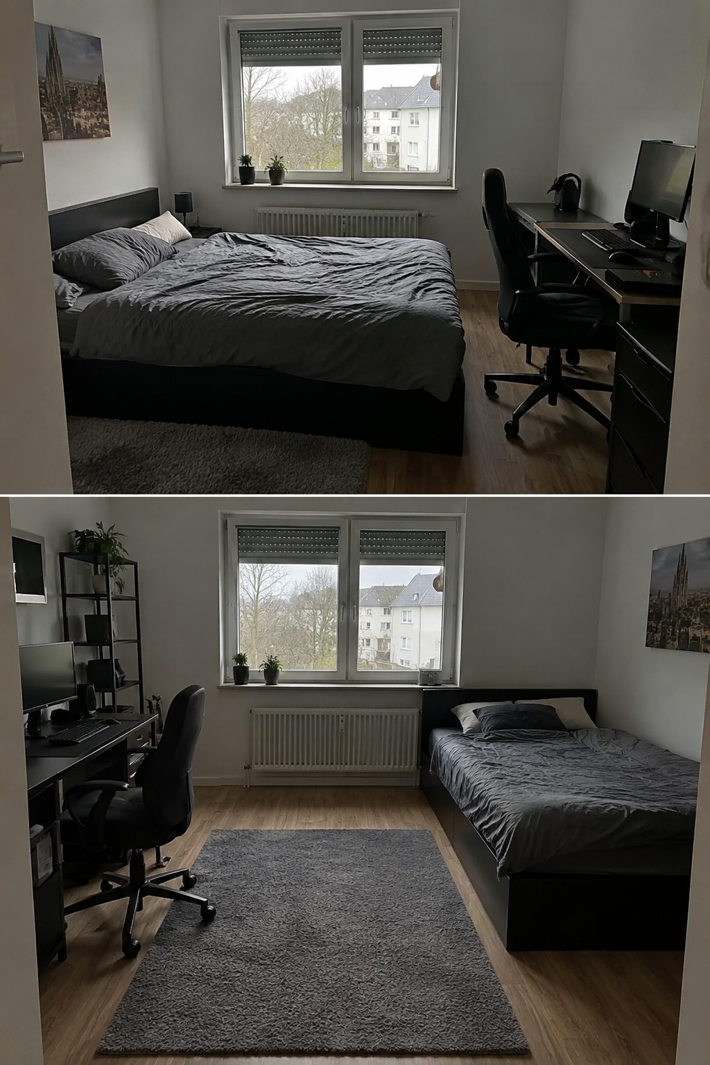 Kleines Männerzimmer vorher nachher Ansicht