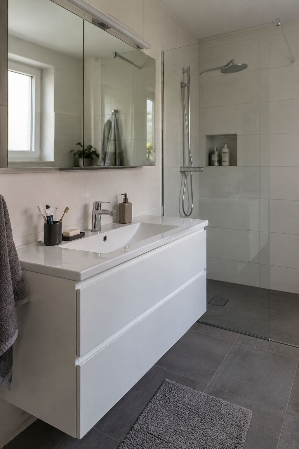 wandhaengender unterschrank neben dusche