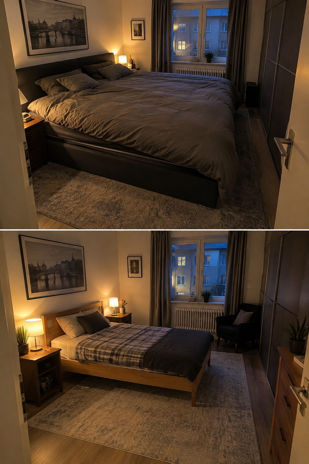 Kleines Männerzimmer mit angepasster Bettgröße