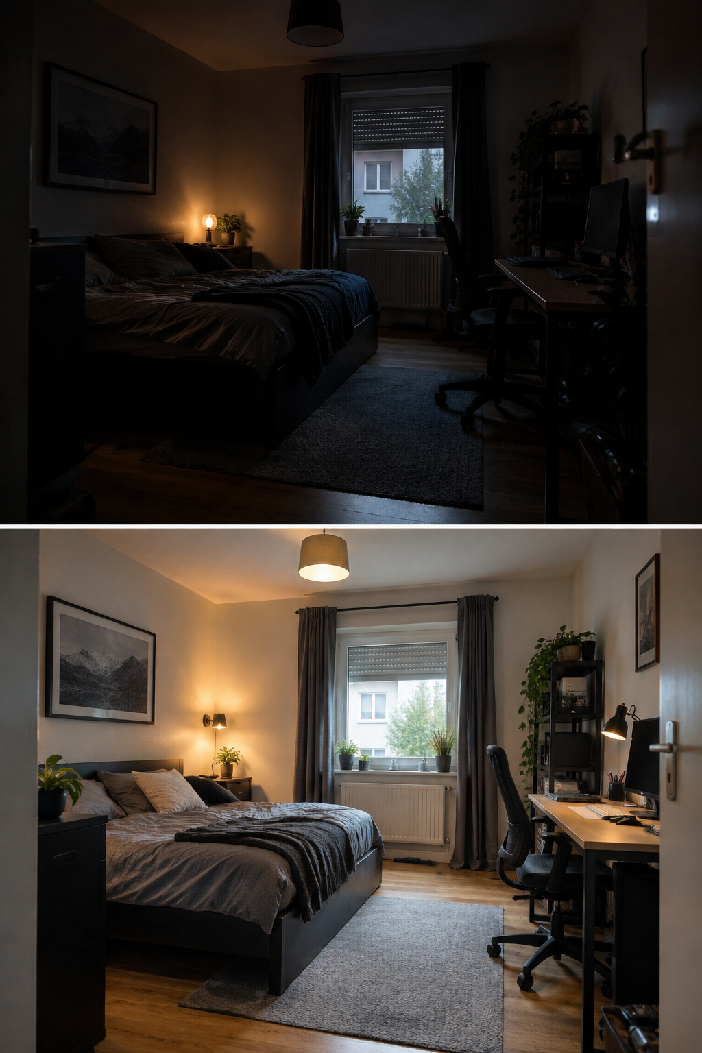 Zu dunkles Männerzimmer ohne Lichtkonzept