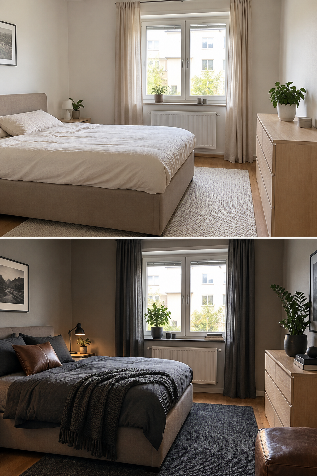 Kleines Männerzimmer Vorher-Nachher Gesamtaufnahme